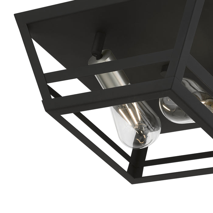 Livex Lighting 49560-04 Two Light Flush Mount, Black w/Brushed Nickel