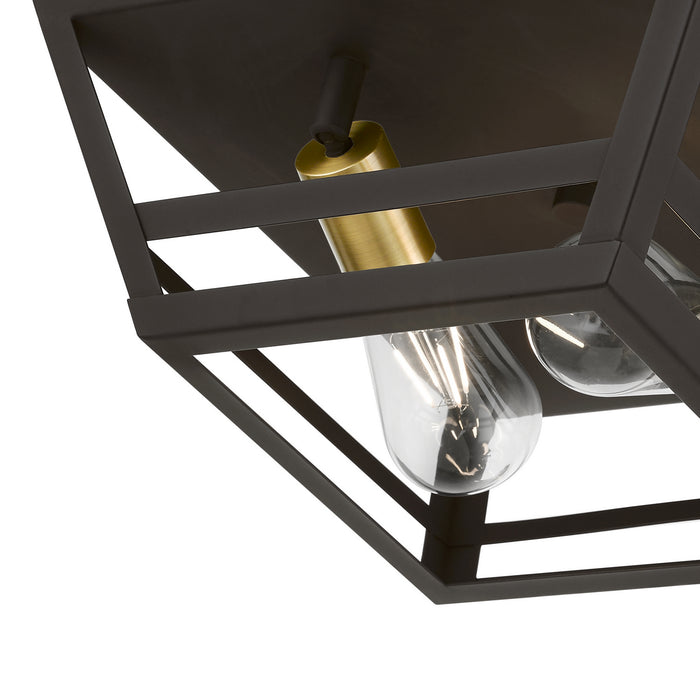 Livex Lighting 49560-07 Two Light Flush Mount, Bronze w/Antique Brass
