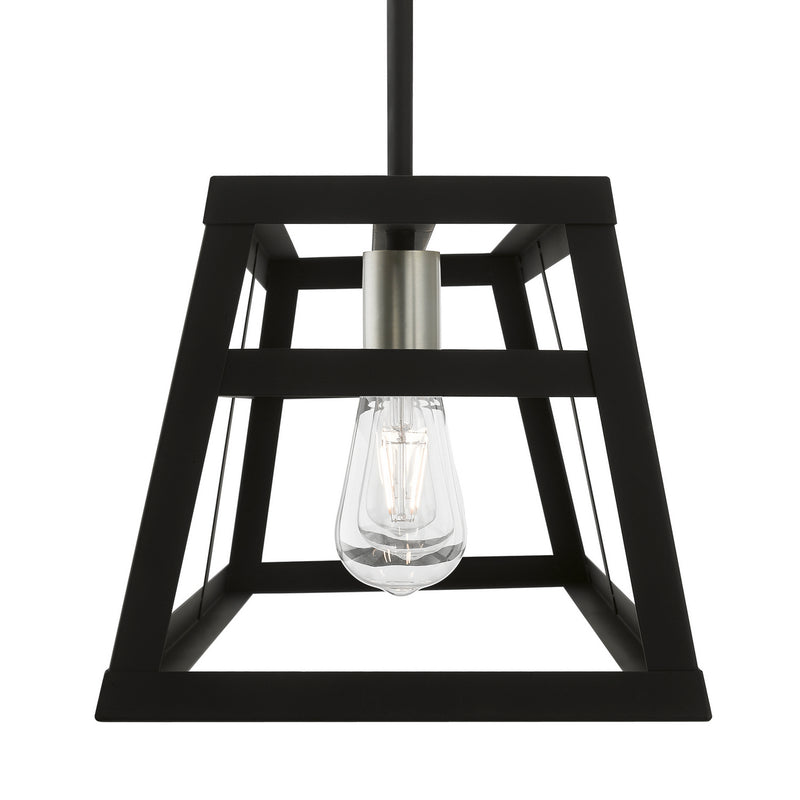 Livex Lighting 49563-04 Three Light Linear Chandelier, Black w/Brushed Nickel
