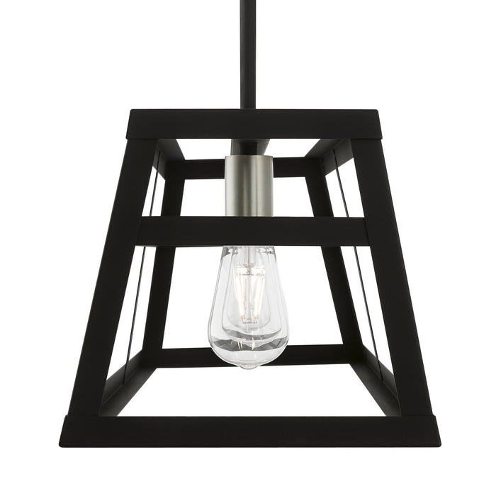 Livex Lighting 49563-04 Three Light Linear Chandelier, Black w/Brushed Nickel