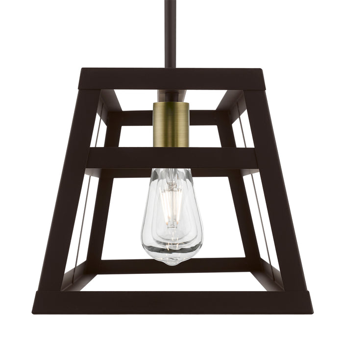 Livex Lighting 49563-07 Three Light Linear Chandelier, Bronze w/Antique Brass