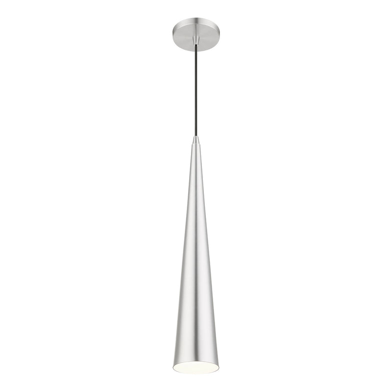 Livex Lighting 49631-66 One Light Pendant, Brushed Aluminum w/Polished Chrome