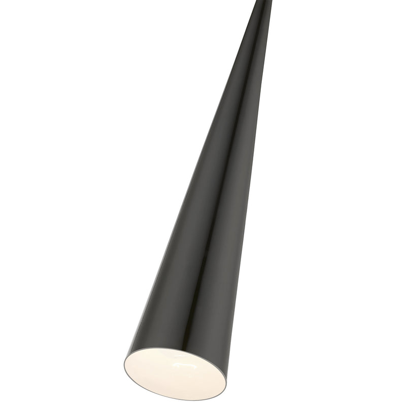 Livex Lighting 49631-68 One Light Pendant, Shiny Black w/Polished Chrome