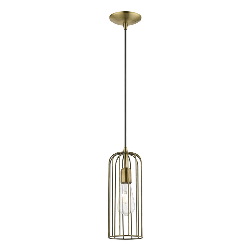 Livex Lighting 49713-01 One Light Pendant, Antique Brass