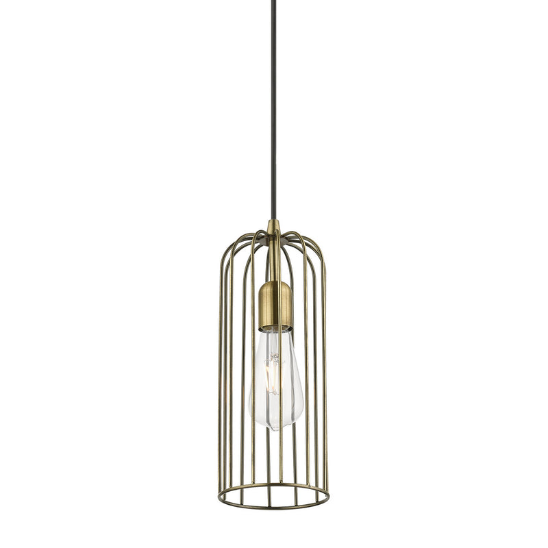 Livex Lighting 49713-01 One Light Pendant, Antique Brass