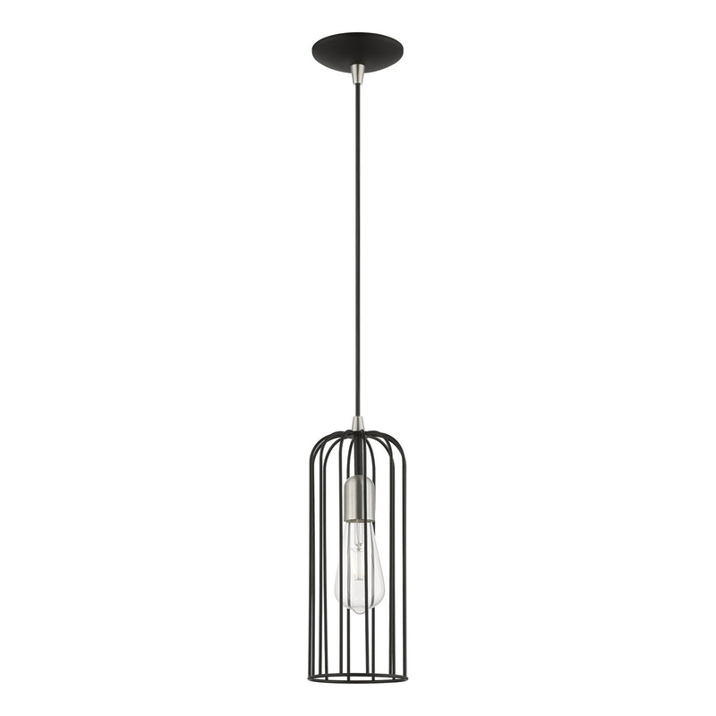 Livex Lighting 49713-04 One Light Pendant, Black w/Brushed Nickel