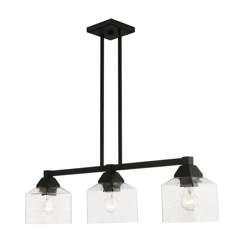 Livex Lighting 49763-04 Three Light Linear Chandelier, Black