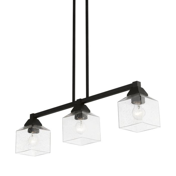 Livex Lighting 49763-04 Three Light Linear Chandelier, Black