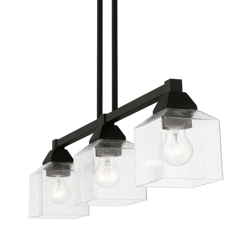 Livex Lighting 49763-04 Three Light Linear Chandelier, Black