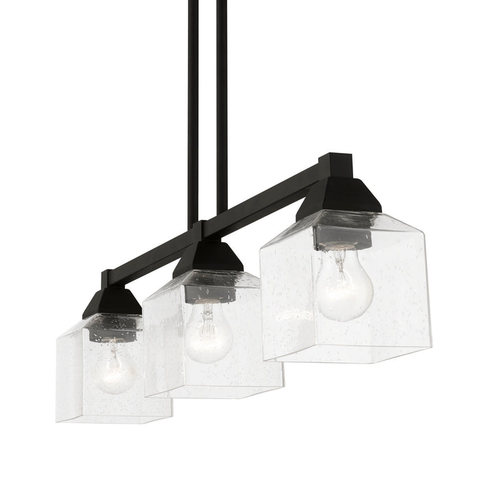 Livex Lighting 49763-04 Three Light Linear Chandelier, Black