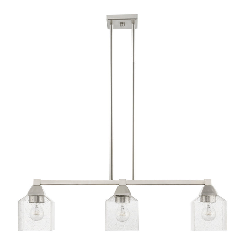 Livex Lighting 49763-91 Three Light Linear Chandelier, Brushed Nickel
