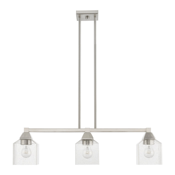 Livex Lighting 49763-91 Three Light Linear Chandelier, Brushed Nickel