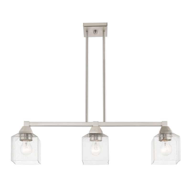 Livex Lighting 49763-91 Three Light Linear Chandelier, Brushed Nickel