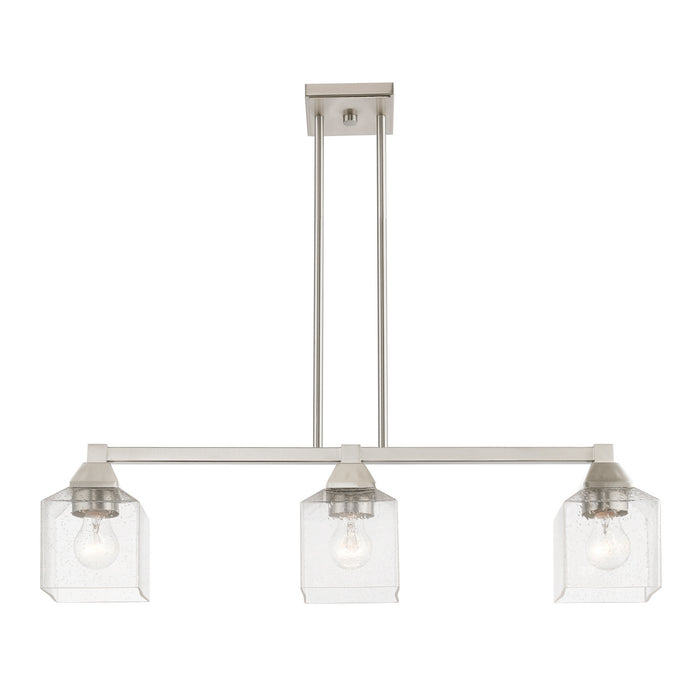Livex Lighting 49763-91 Three Light Linear Chandelier, Brushed Nickel