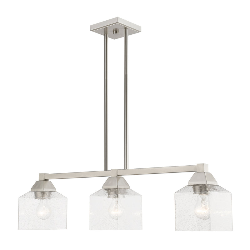Livex Lighting 49763-91 Three Light Linear Chandelier, Brushed Nickel