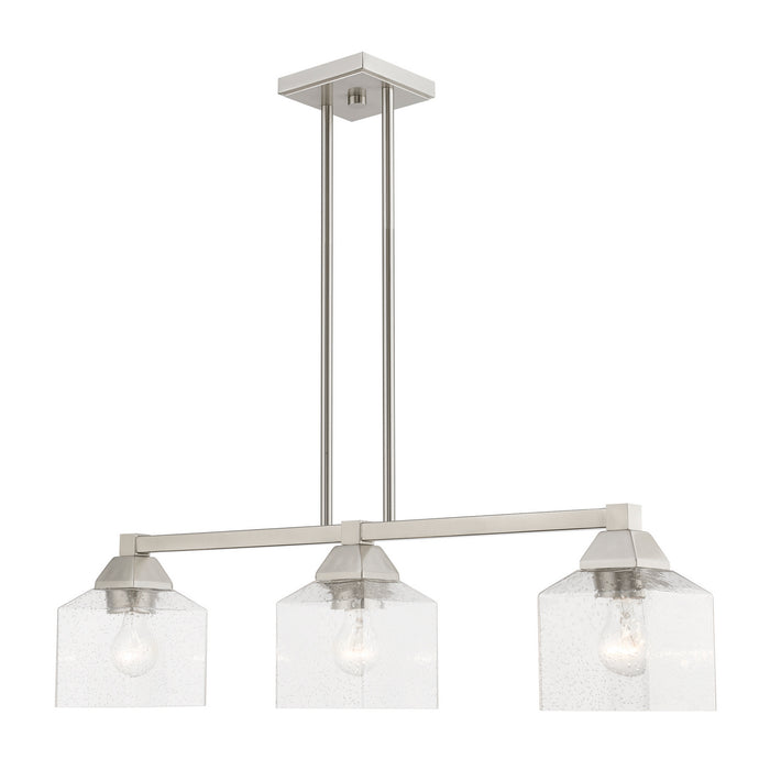 Livex Lighting 49763-91 Three Light Linear Chandelier, Brushed Nickel