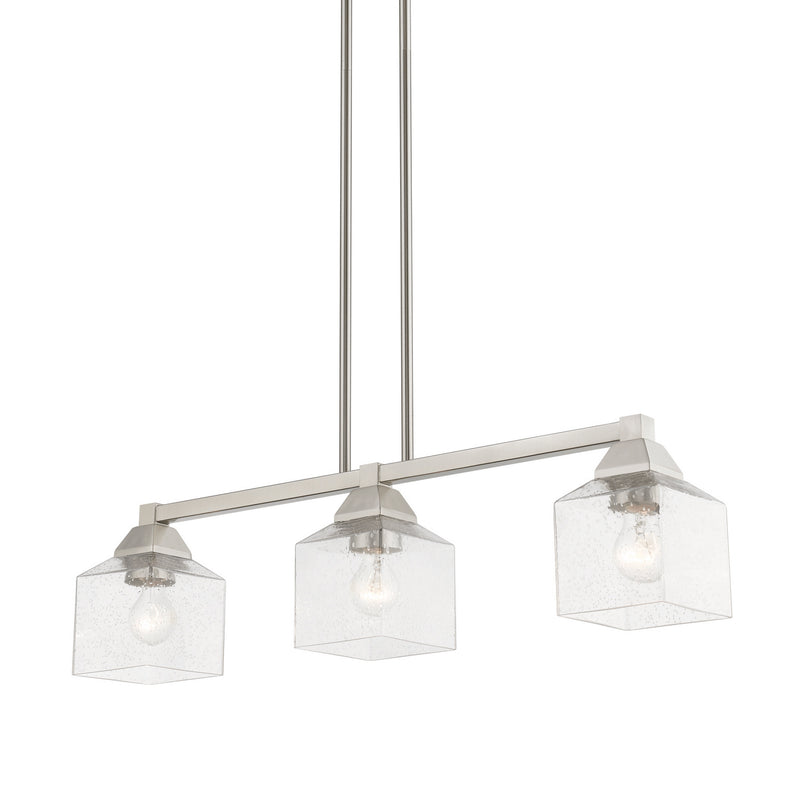 Livex Lighting 49763-91 Three Light Linear Chandelier, Brushed Nickel