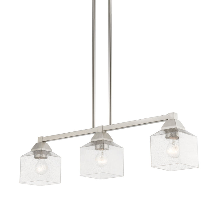 Livex Lighting 49763-91 Three Light Linear Chandelier, Brushed Nickel