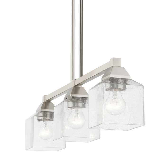 Livex Lighting 49763-91 Three Light Linear Chandelier, Brushed Nickel