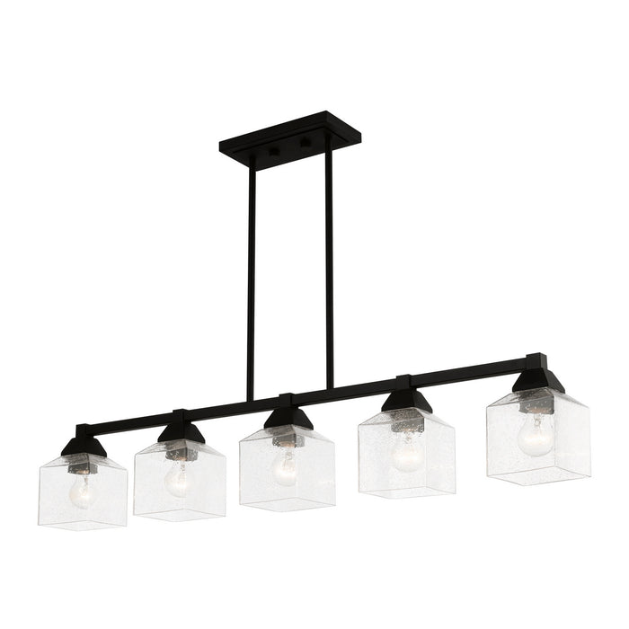 Livex Lighting 49765-04 Five Light Linear Chandelier, Black