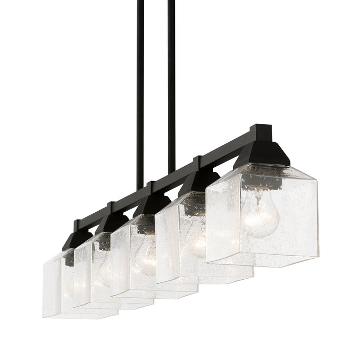 Livex Lighting 49765-04 Five Light Linear Chandelier, Black