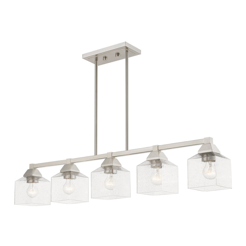 Livex Lighting 49765-91 Five Light Linear Chandelier, Brushed Nickel