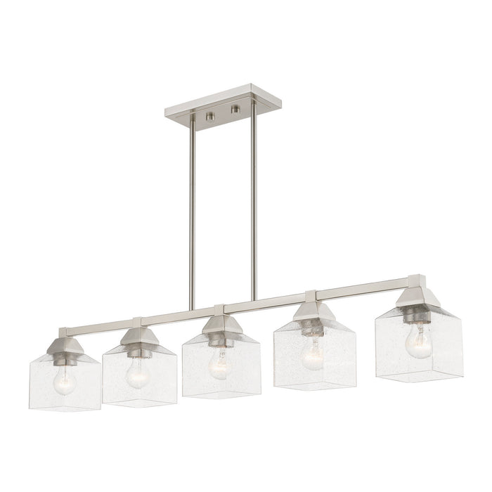 Livex Lighting 49765-91 Five Light Linear Chandelier, Brushed Nickel