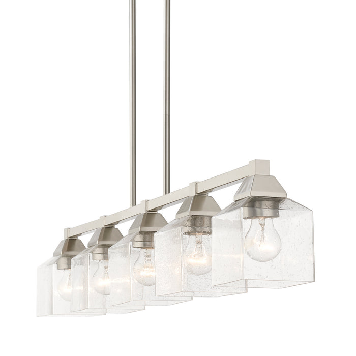 Livex Lighting 49765-91 Five Light Linear Chandelier, Brushed Nickel