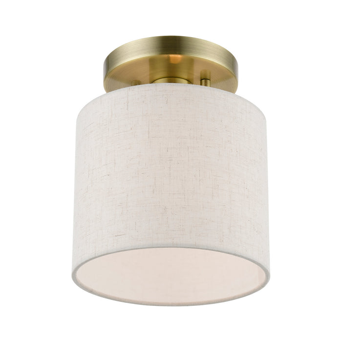 Livex Lighting 49807-01 One Light Semi-Flush Mount, Antique Brass