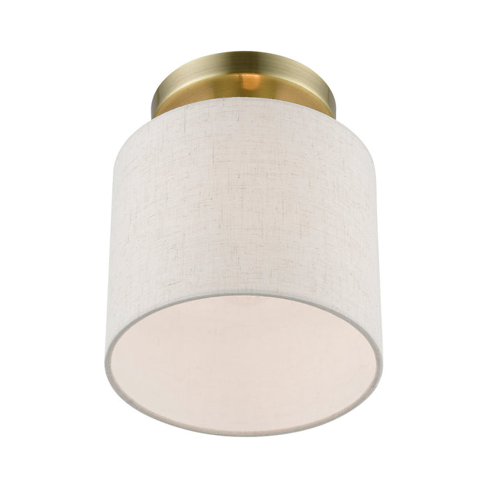Livex Lighting 49807-01 One Light Semi-Flush Mount, Antique Brass