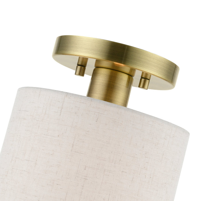 Livex Lighting 49807-01 One Light Semi-Flush Mount, Antique Brass