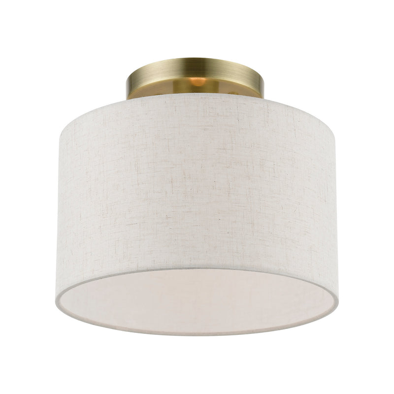 Livex Lighting 49808-01 One Light Semi-Flush Mount, Antique Brass