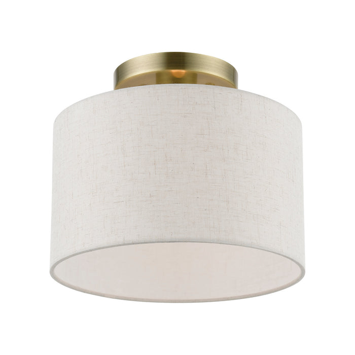 Livex Lighting 49808-01 One Light Semi-Flush Mount, Antique Brass