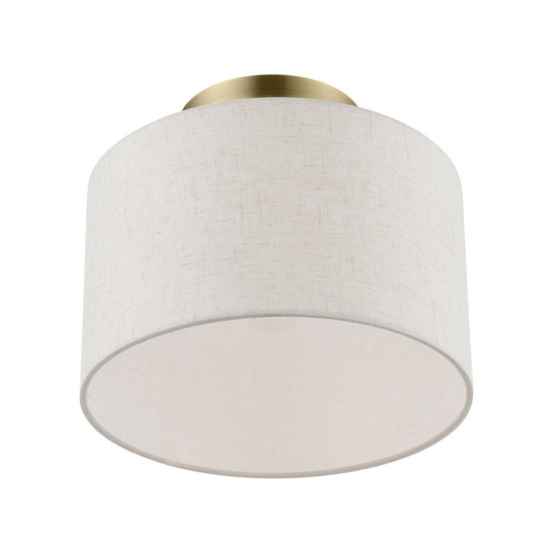 Livex Lighting 49808-01 One Light Semi-Flush Mount, Antique Brass