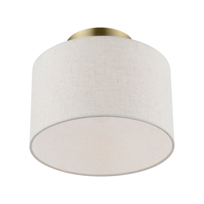 Livex Lighting 49808-01 One Light Semi-Flush Mount, Antique Brass