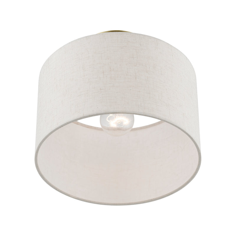 Livex Lighting 49808-01 One Light Semi-Flush Mount, Antique Brass