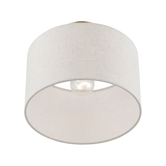 Livex Lighting 49808-01 One Light Semi-Flush Mount, Antique Brass