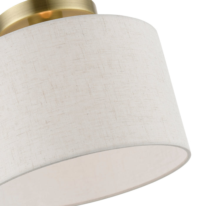 Livex Lighting 49808-01 One Light Semi-Flush Mount, Antique Brass