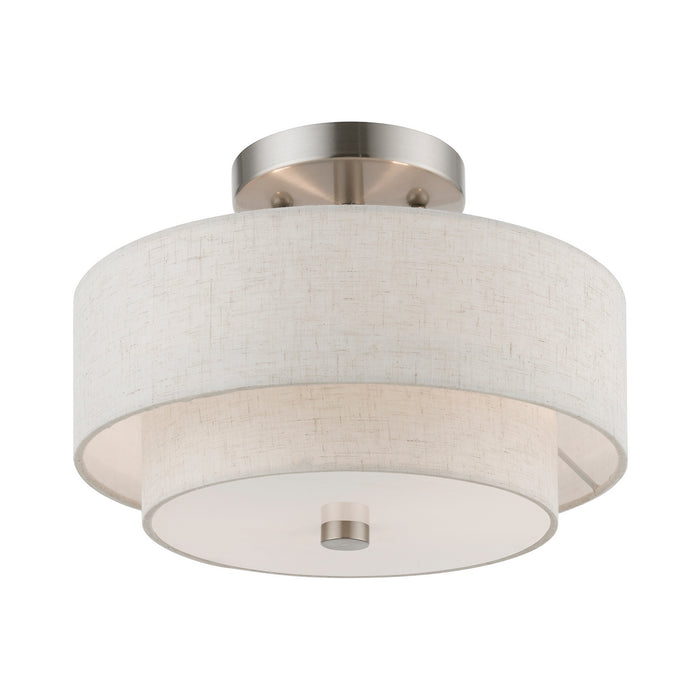 Livex Lighting 51082-91 Two Light Semi-Flush Mount, Brushed Nickel