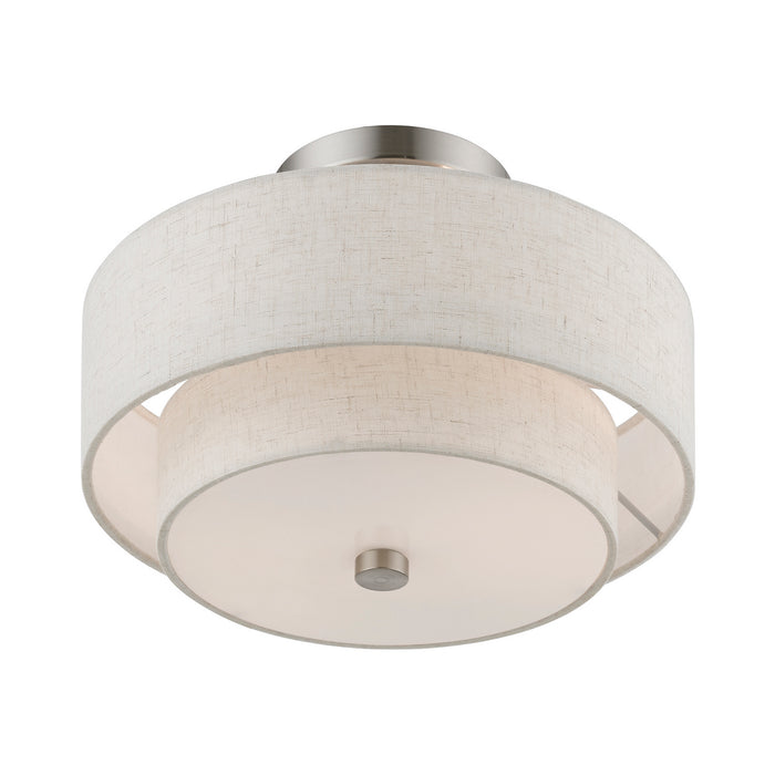 Livex Lighting 51082-91 Two Light Semi-Flush Mount, Brushed Nickel