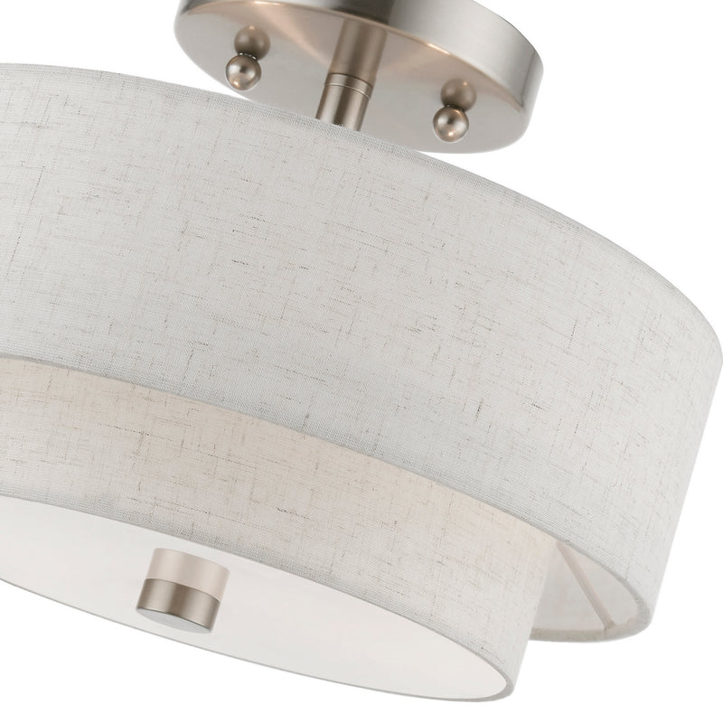 Livex Lighting 51082-91 Two Light Semi-Flush Mount, Brushed Nickel