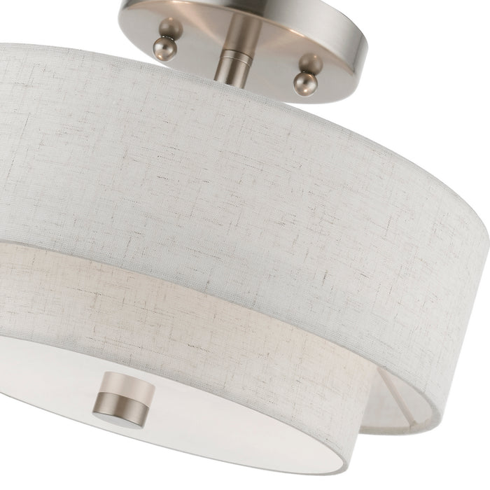 Livex Lighting 51082-91 Two Light Semi-Flush Mount, Brushed Nickel
