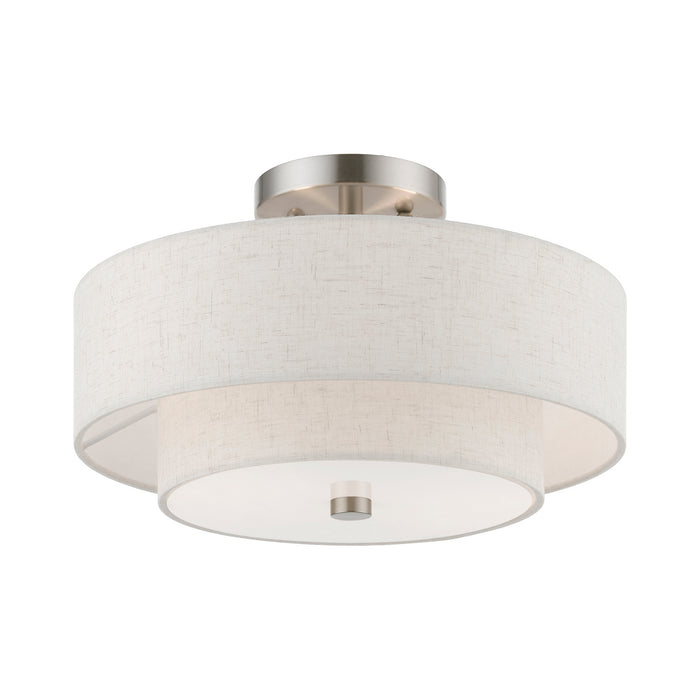 Livex Lighting 51083-91 Two Light Semi-Flush Mount, Brushed Nickel