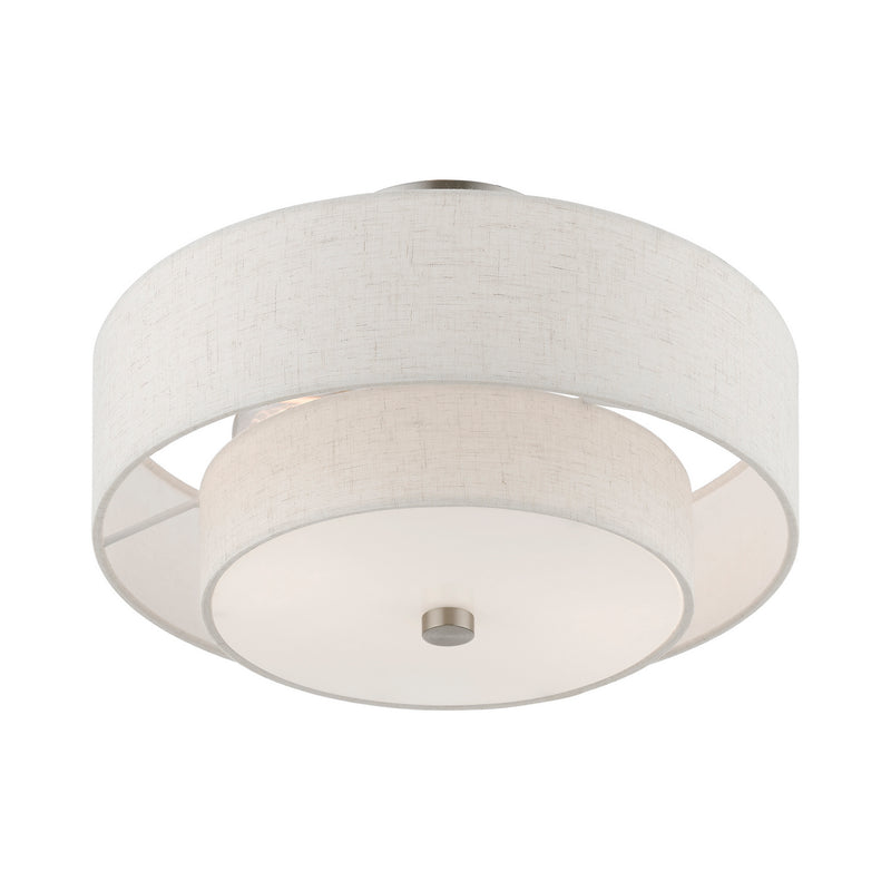 Livex Lighting 51083-91 Two Light Semi-Flush Mount, Brushed Nickel