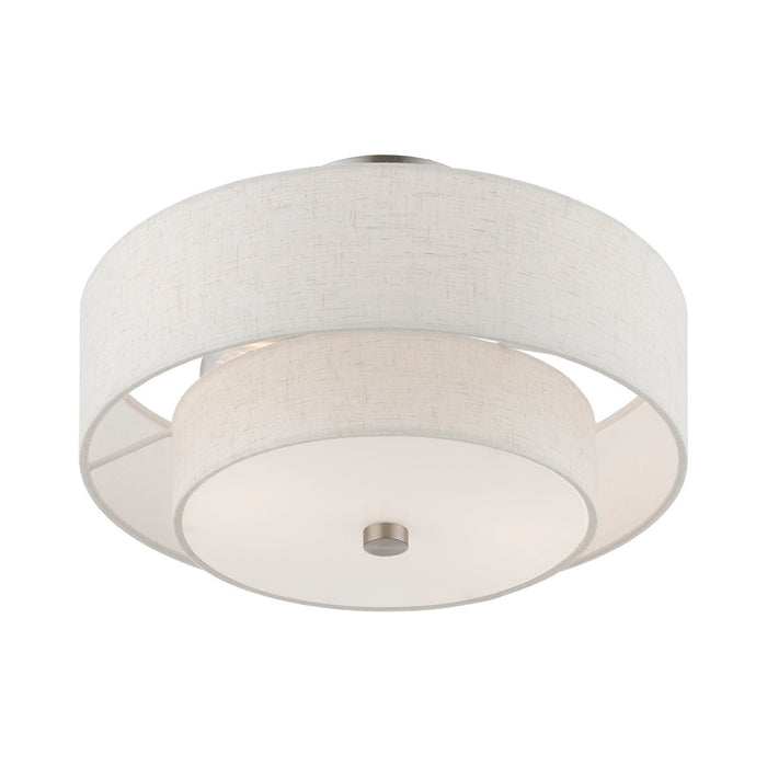 Livex Lighting 51083-91 Two Light Semi-Flush Mount, Brushed Nickel
