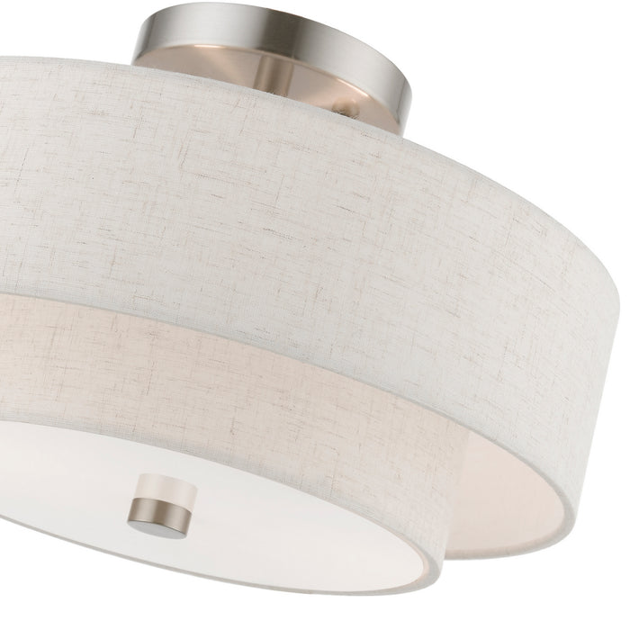 Livex Lighting 51083-91 Two Light Semi-Flush Mount, Brushed Nickel