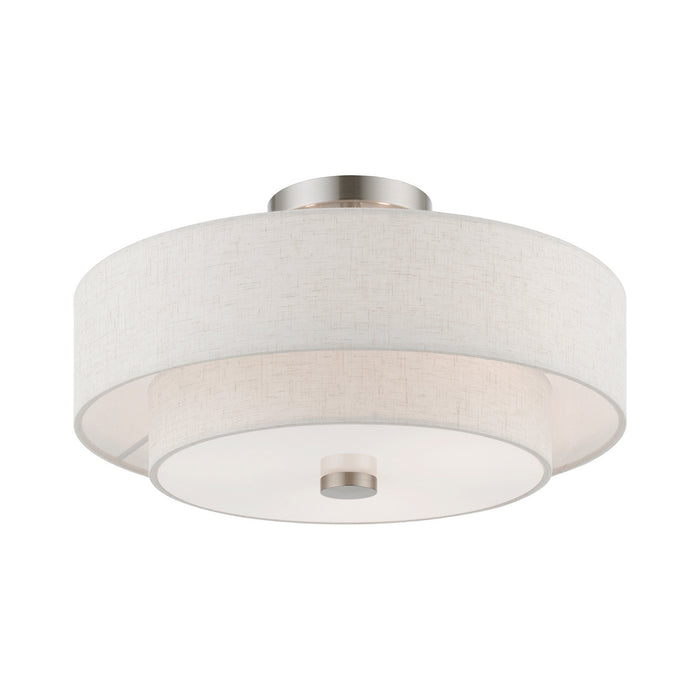 Livex Lighting 51084-91 Three Light Semi-Flush Mount, Brushed Nickel