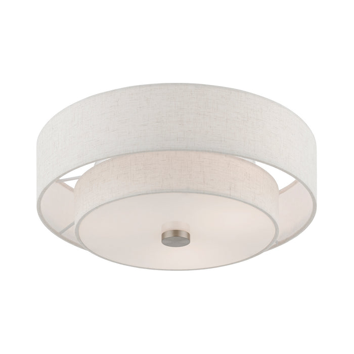 Livex Lighting 51084-91 Three Light Semi-Flush Mount, Brushed Nickel