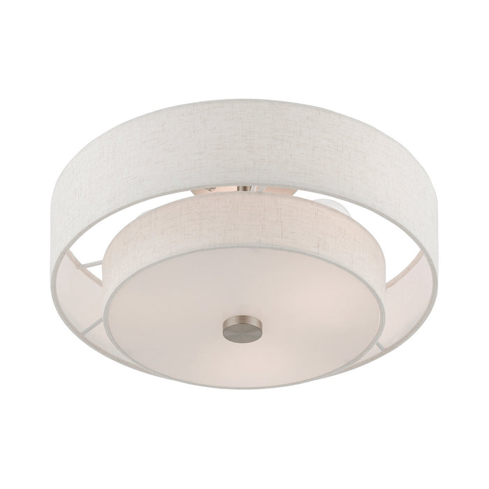 Livex Lighting 51084-91 Three Light Semi-Flush Mount, Brushed Nickel