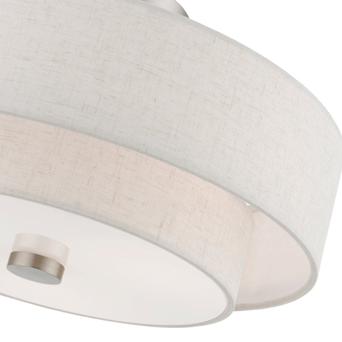 Livex Lighting 51084-91 Three Light Semi-Flush Mount, Brushed Nickel